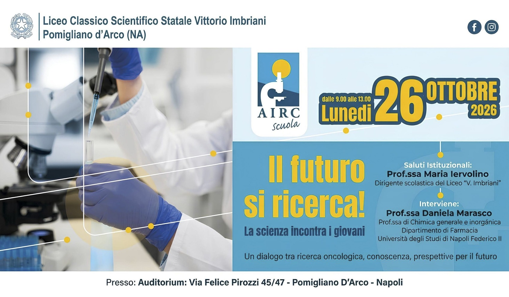 AIRC NELLE SCUOLE – IL FUTURO DELLA RICERCA COMINCIA IN CLASSE